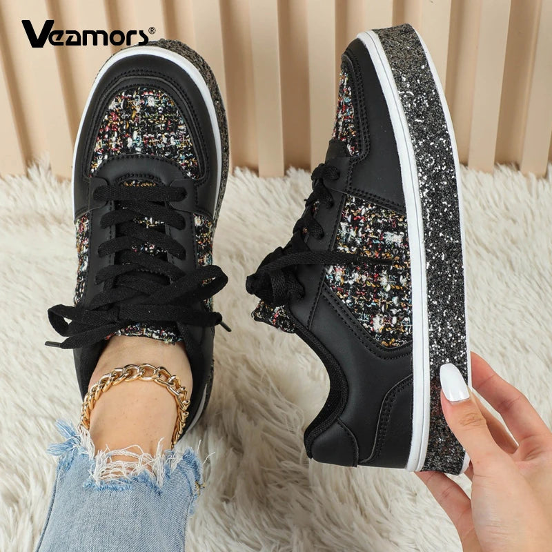 Women-Thick Sole Board Shoes Casual Sneakers Lace-up