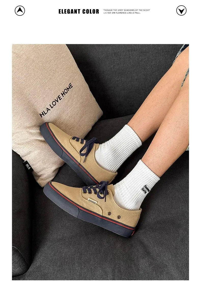 Boys' Casual Canvas Skateboard Shoes with Patchwork