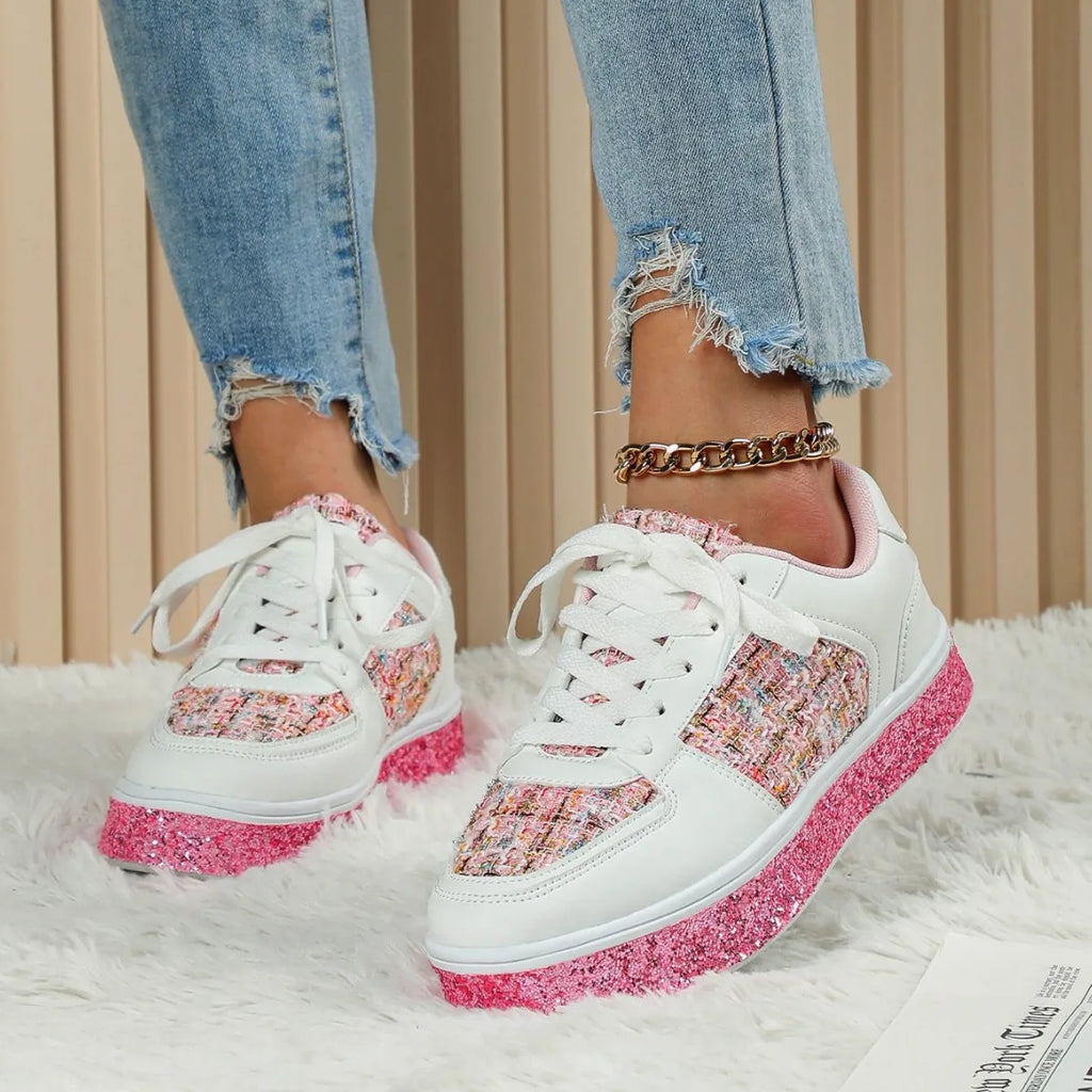 Women-Thick Sole Board Shoes Casual Sneakers Lace-up