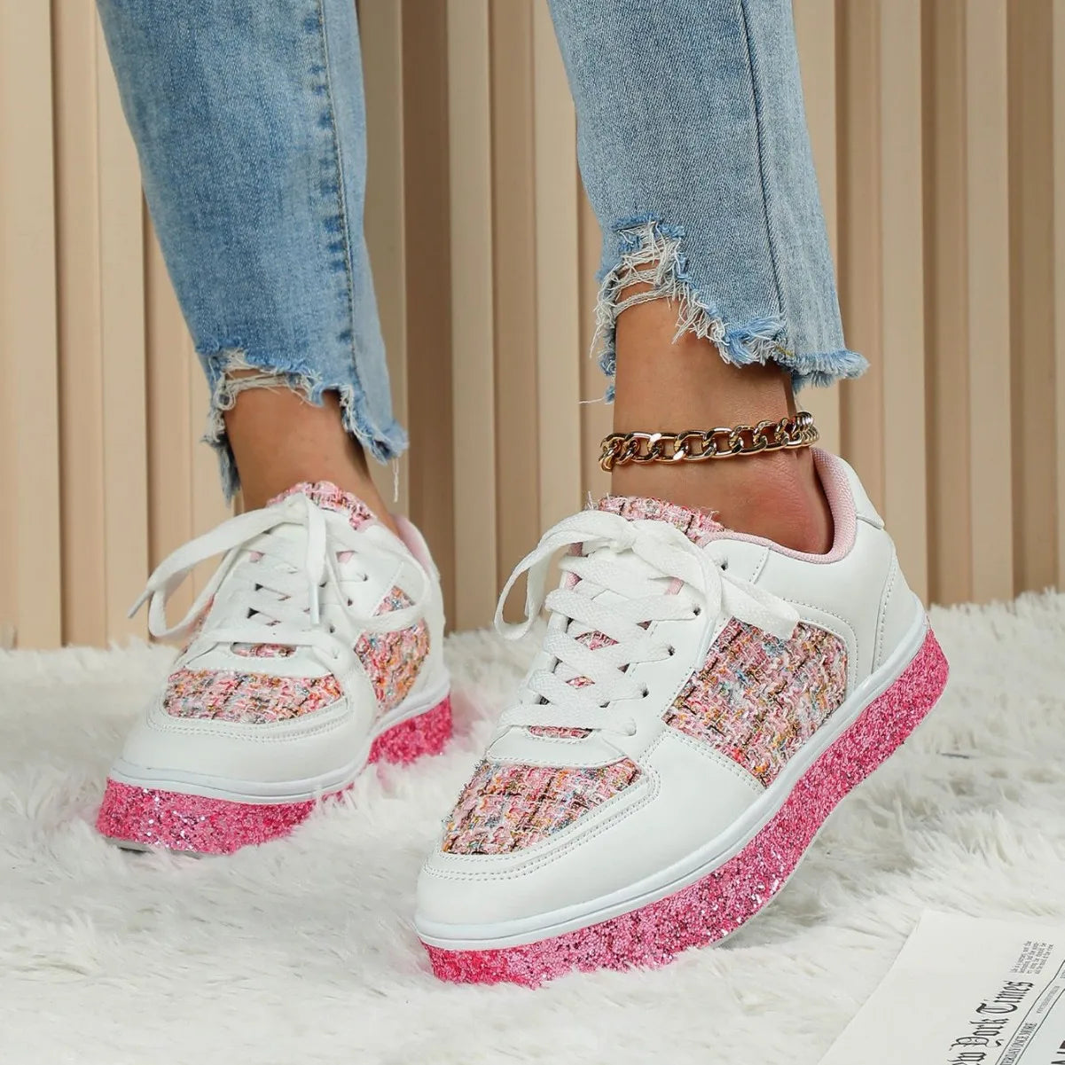 Women-Thick Sole Board Shoes Casual Sneakers Lace-up
