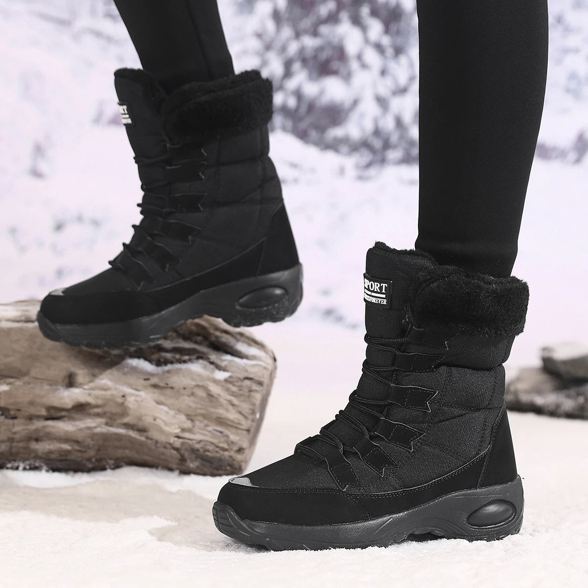 Women's  Waterproof Lace-Up Winter Boots