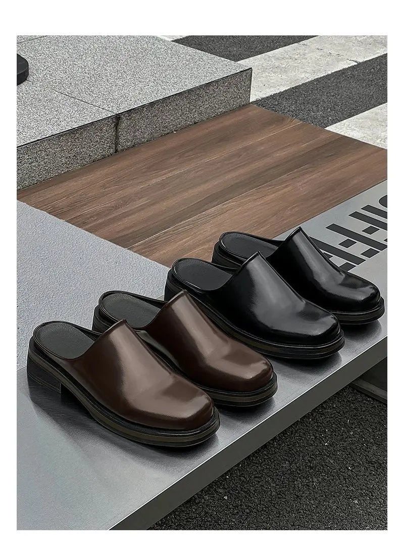 Men's Thick-soled Leather Commuter Casual Slippers