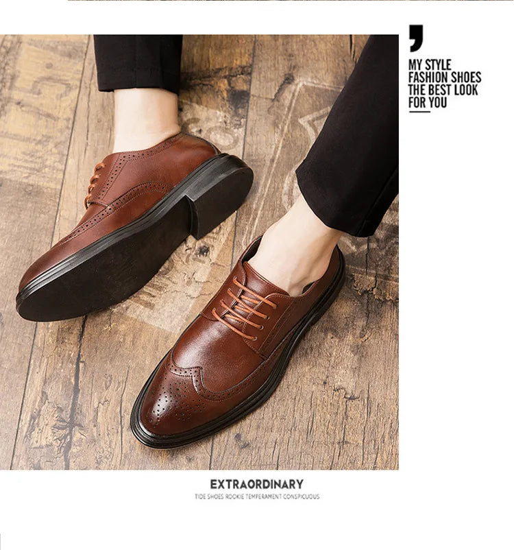 Classic Men's Leather Brogues Shoes