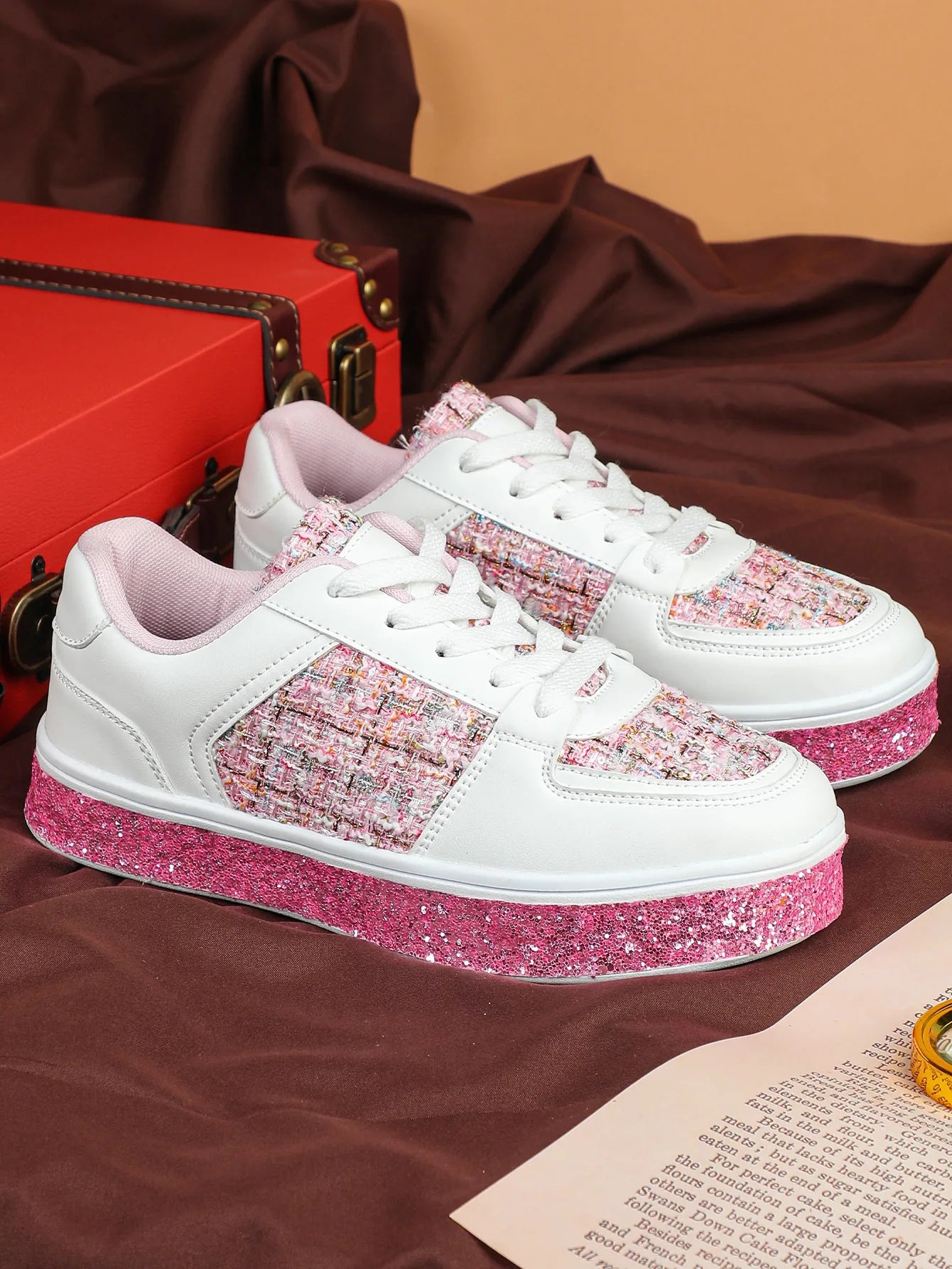 Women-Thick Sole Board Shoes Casual Sneakers Lace-up