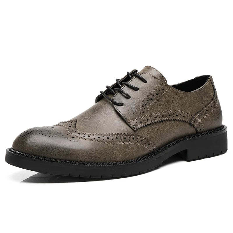 Handmade Men's Wingtip Oxford shoes Grey Leather