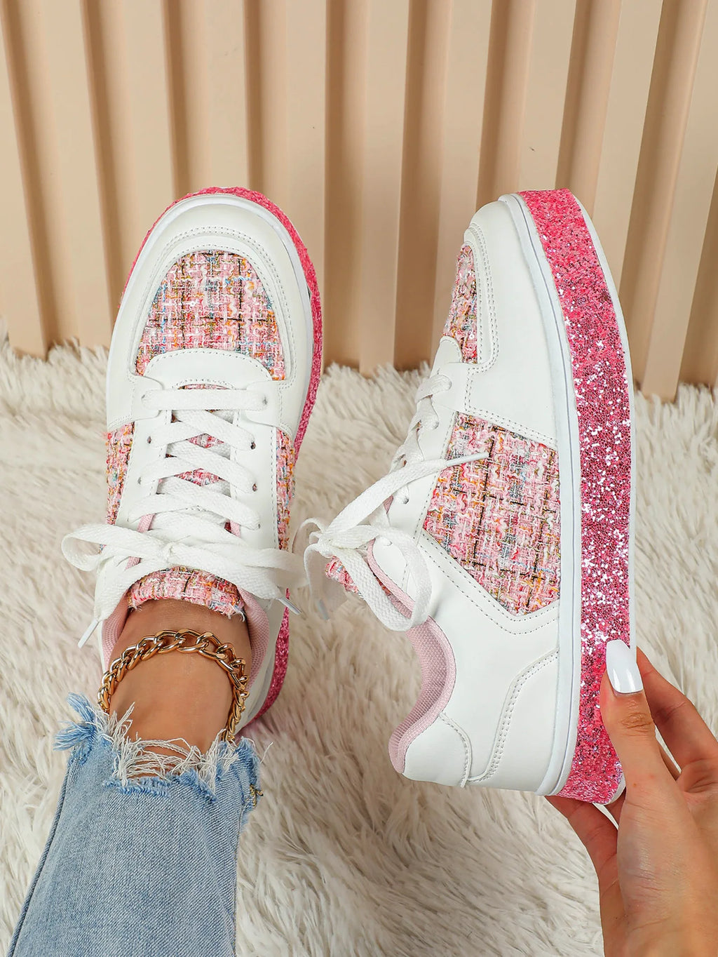 Women-Thick Sole Board Shoes Casual Sneakers Lace-up