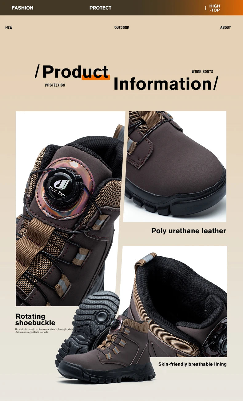Men's Waterproof Steel Toe Safety Work Boots