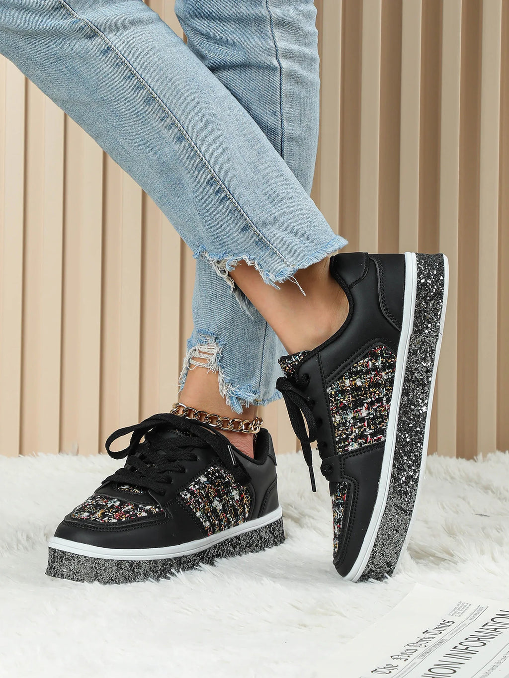 Women-Thick Sole Board Shoes Casual Sneakers Lace-up