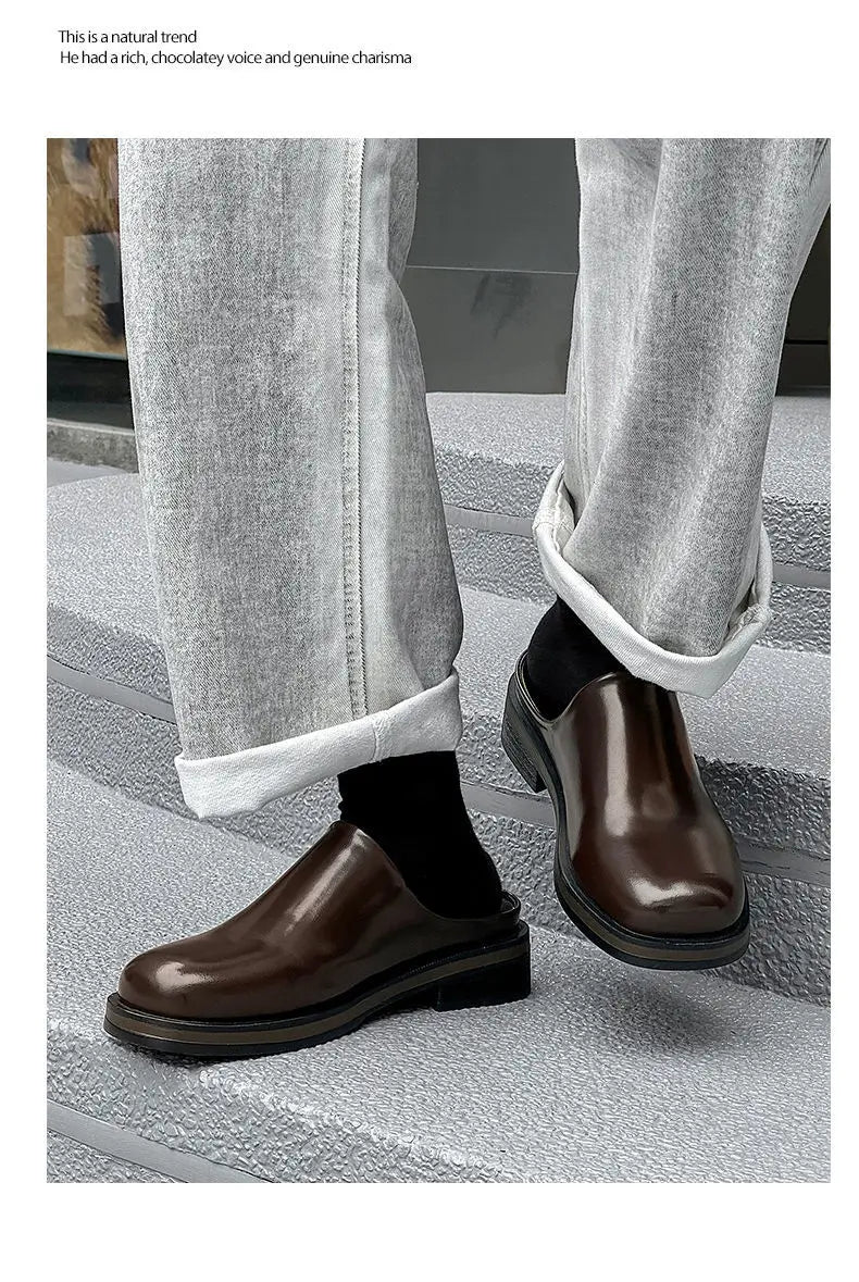 Men's Thick-soled Leather Commuter Casual Slippers