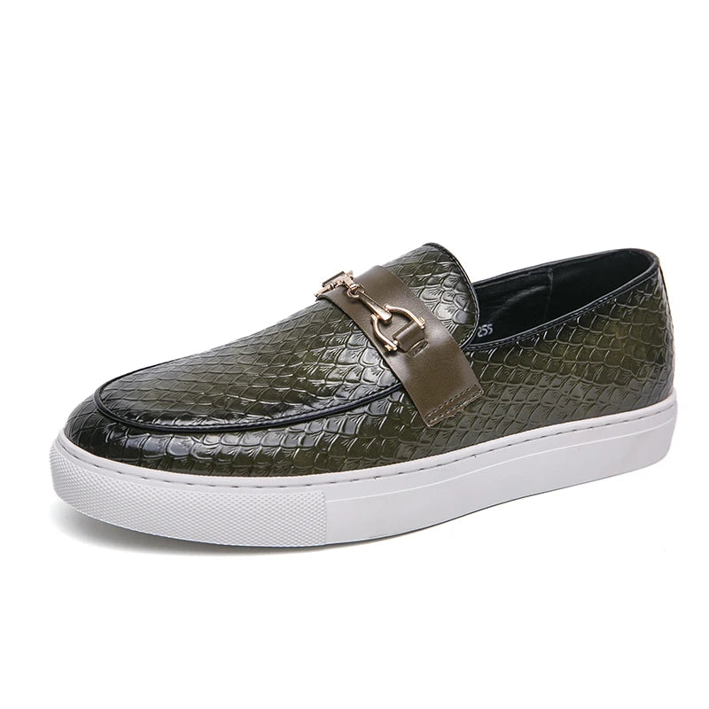 Men's Genuine Leather casual Loafers-Comfortable Slip-On Dress Shoes