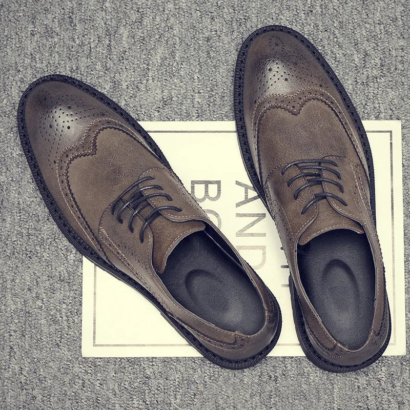 Handmade Men's Wingtip Oxford shoes Grey Leather