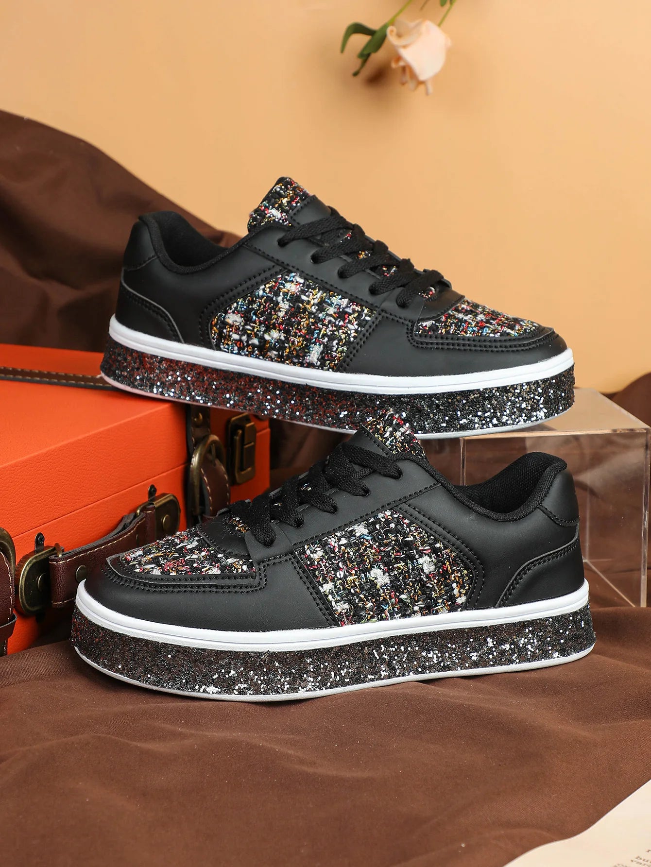 Women-Thick Sole Board Shoes Casual Sneakers Lace-up