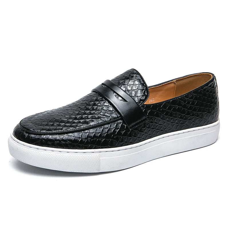 Men's Genuine Leather casual Loafers-Comfortable Slip-On Dress Shoes