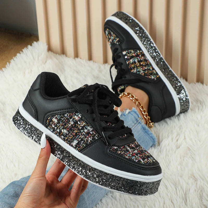 Women-Thick Sole Board Shoes Casual Sneakers Lace-up