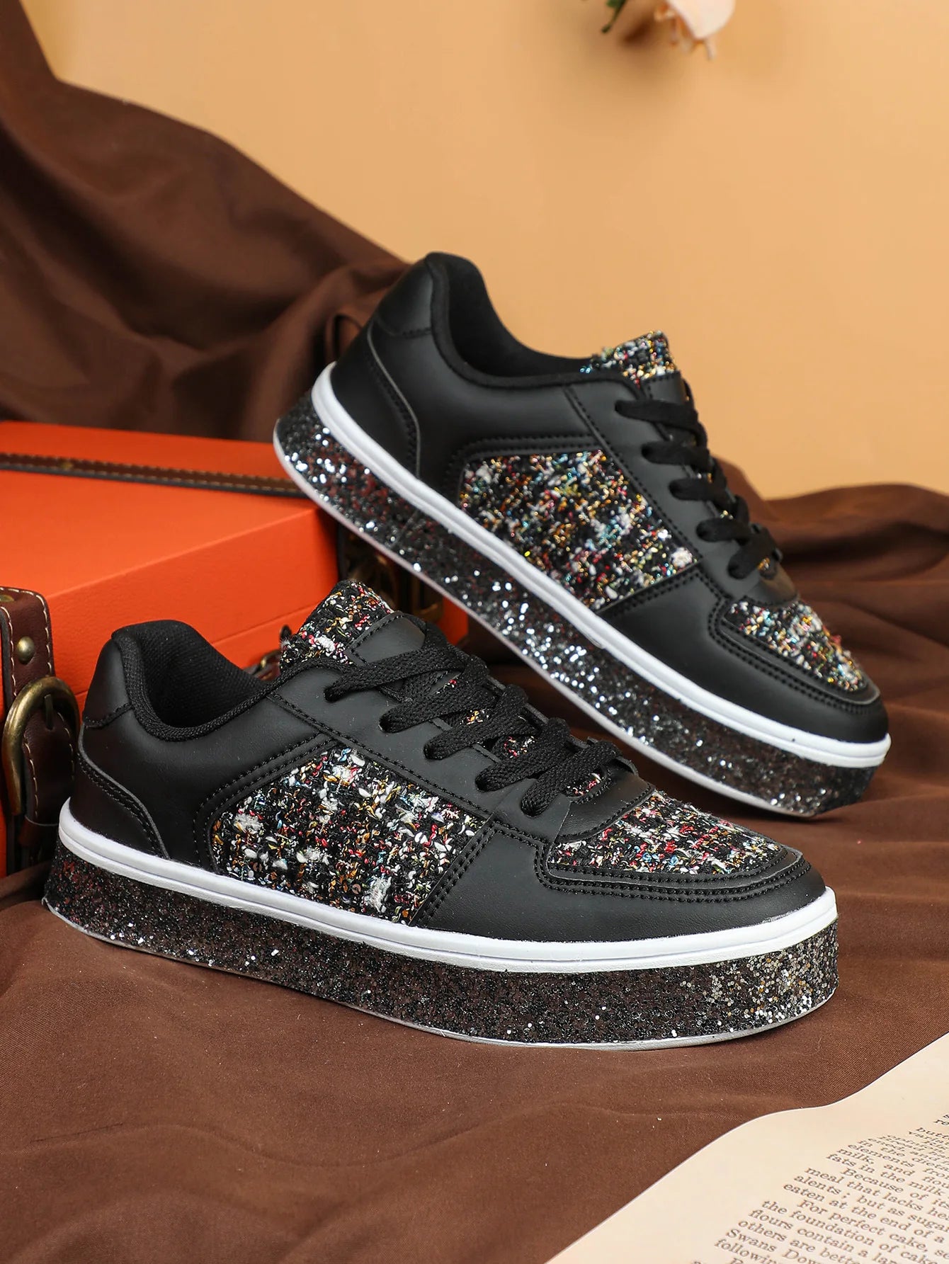 Women-Thick Sole Board Shoes Casual Sneakers Lace-up