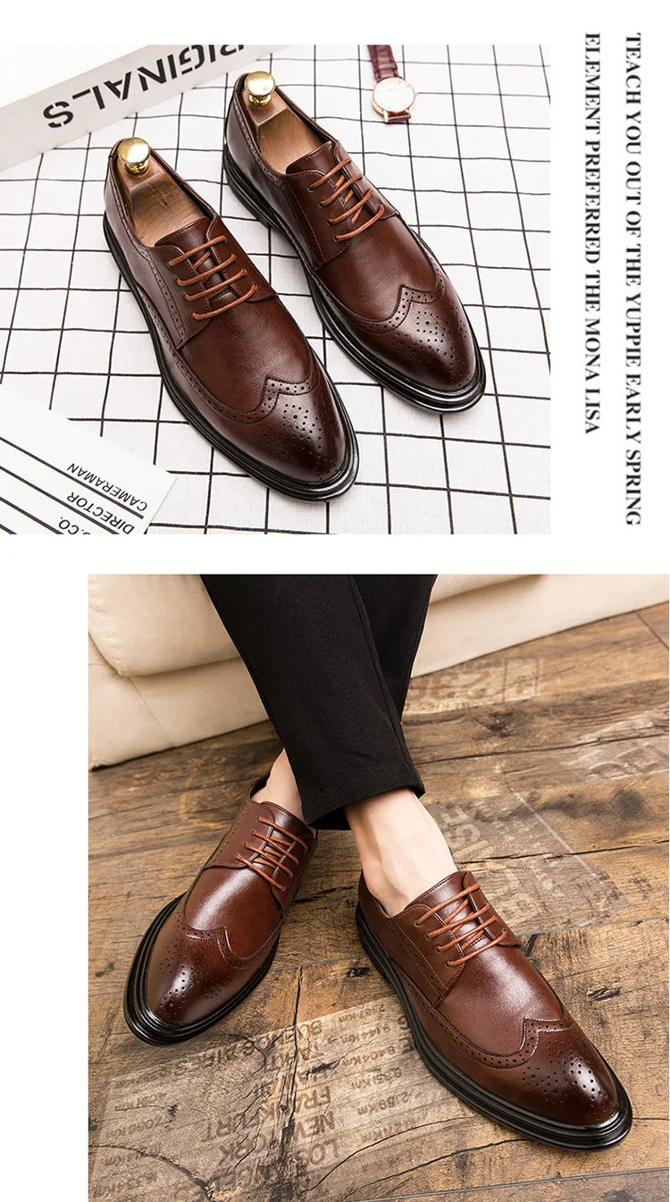 Classic Men's Leather Brogues Shoes