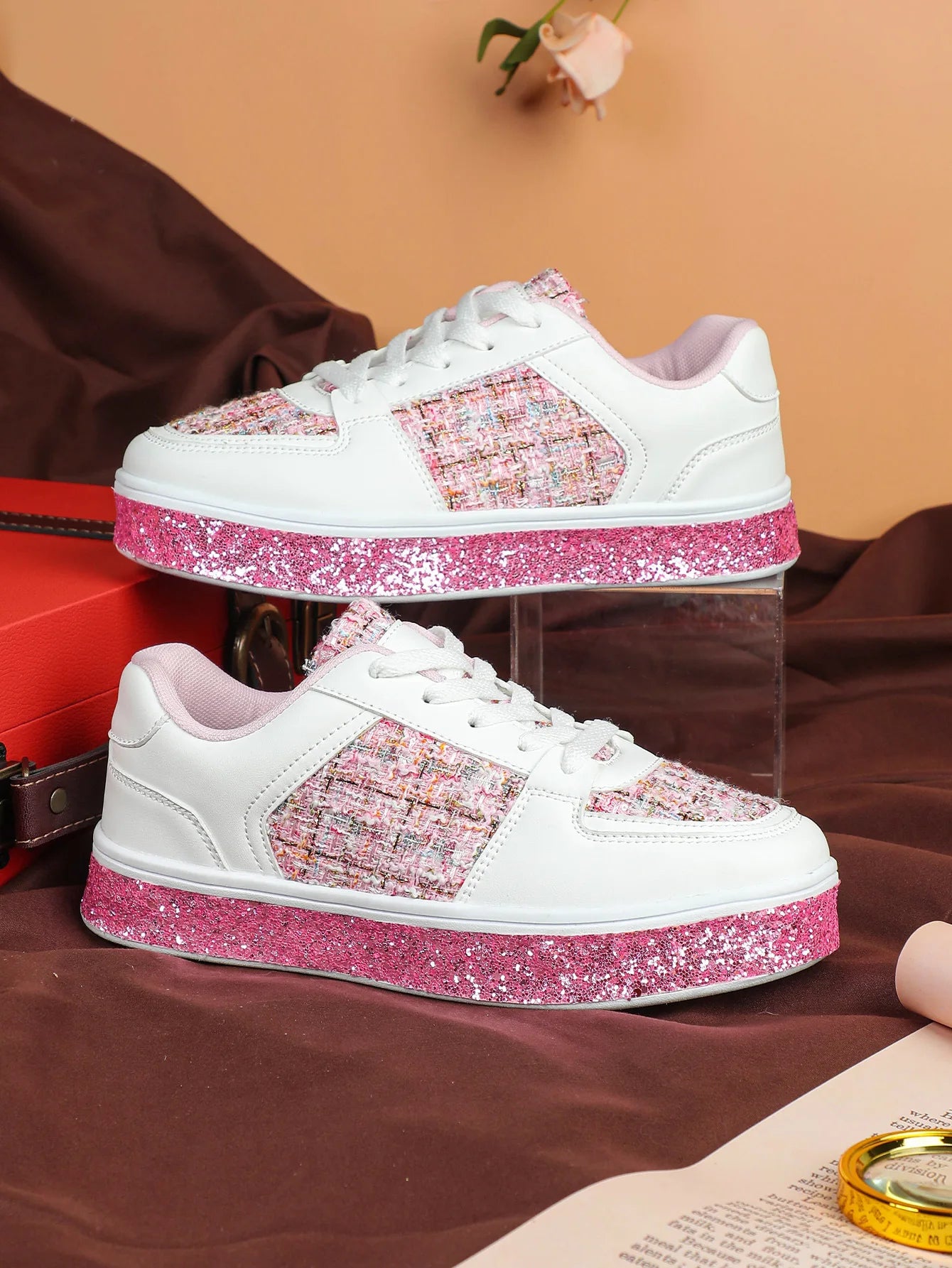 Women-Thick Sole Board Shoes Casual Sneakers Lace-up