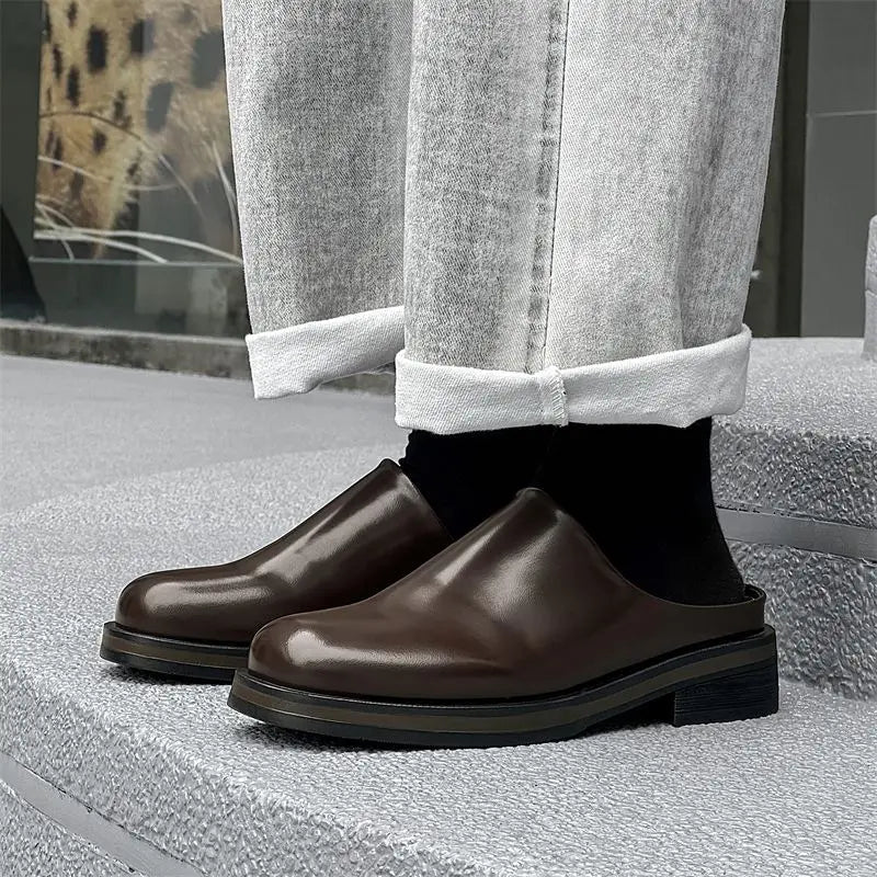Men's Thick-soled Leather Commuter Casual Slippers