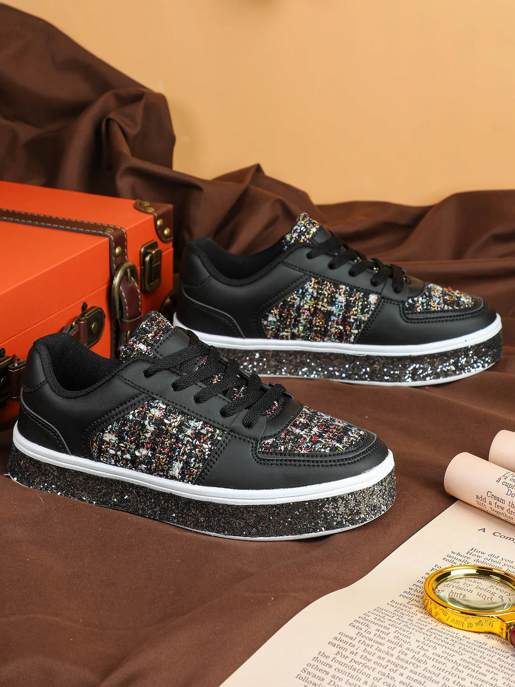 Women-Thick Sole Board Shoes Casual Sneakers Lace-up