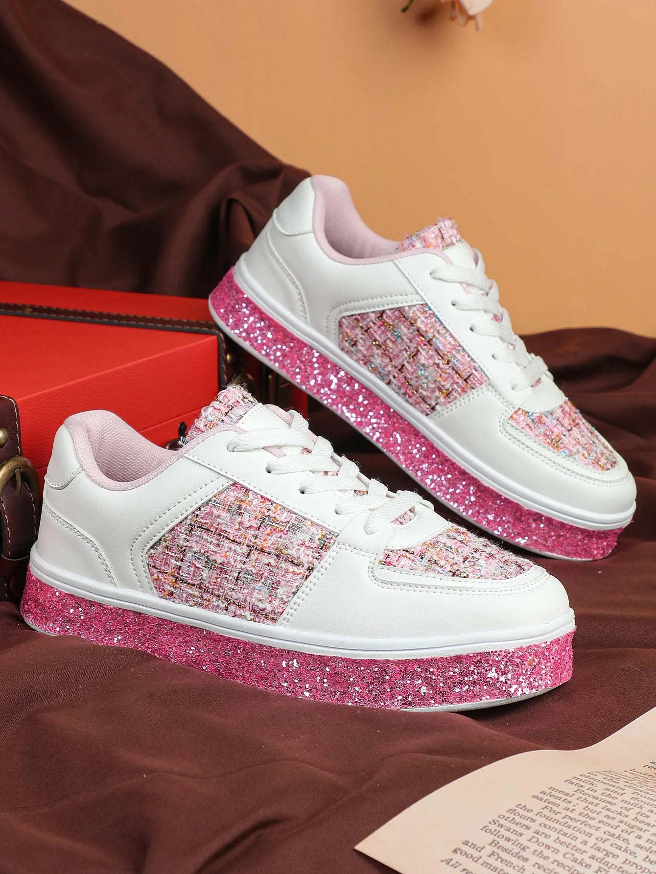 Women-Thick Sole Board Shoes Casual Sneakers Lace-up