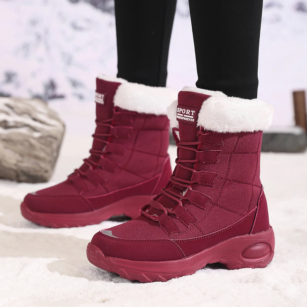 Women's  Waterproof Lace-Up Winter Boots
