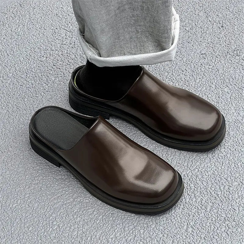 Men's Thick-soled Leather Commuter Casual Slippers