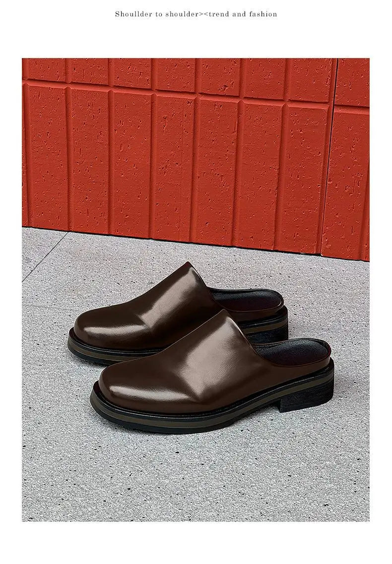 Men's Thick-soled Leather Commuter Casual Slippers