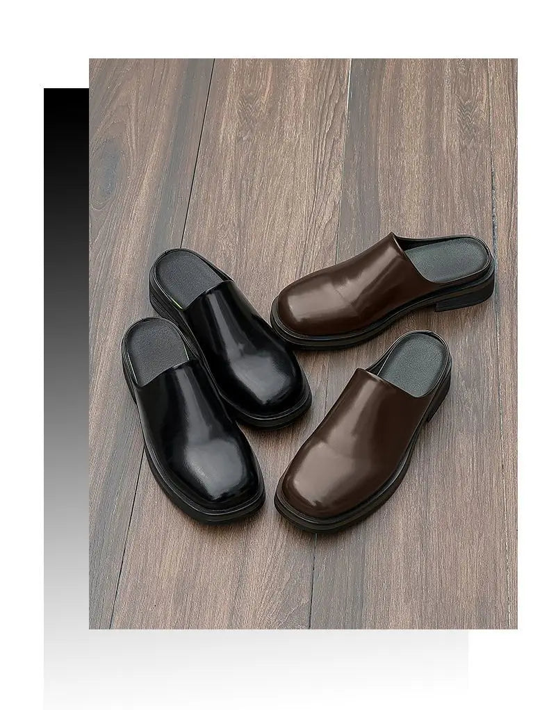 Men's Thick-soled Leather Commuter Casual Slippers