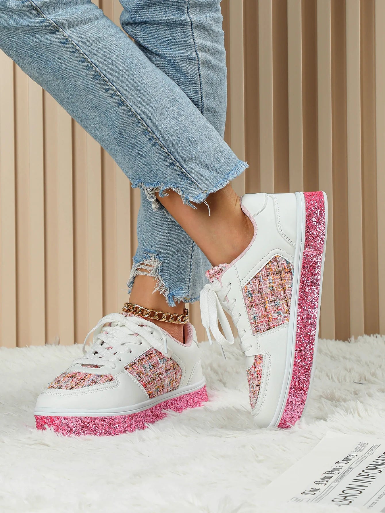Women-Thick Sole Board Shoes Casual Sneakers Lace-up